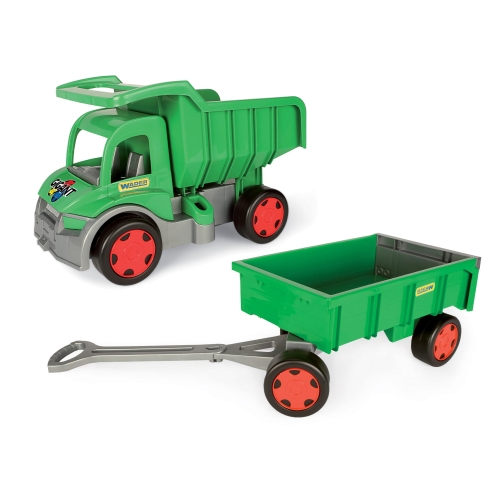 Gigant wywrotka zielona z zieloną przyczepą zestaw