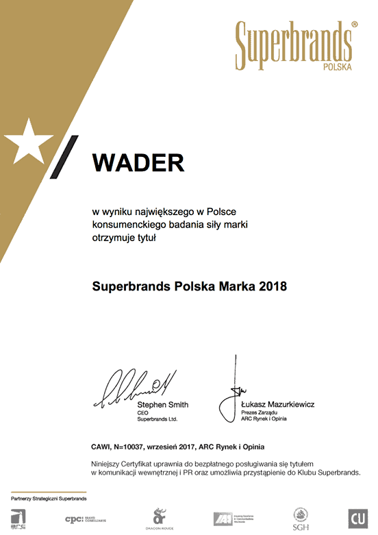 Wader-Woźniak z tytułem Superbrands Polska Marka 2018